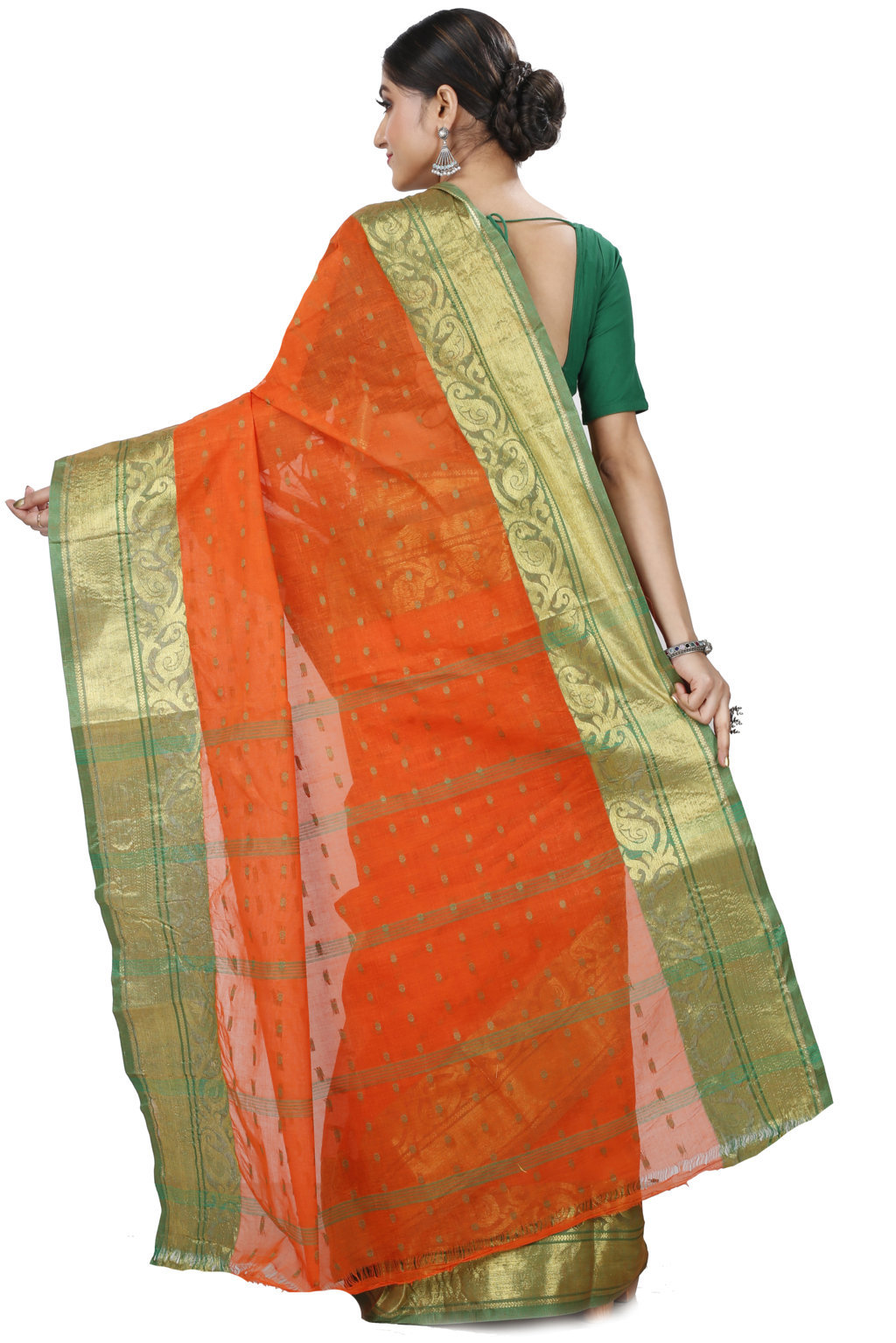 Orange Pure Cotton Sachi Tant Saree (1022)
